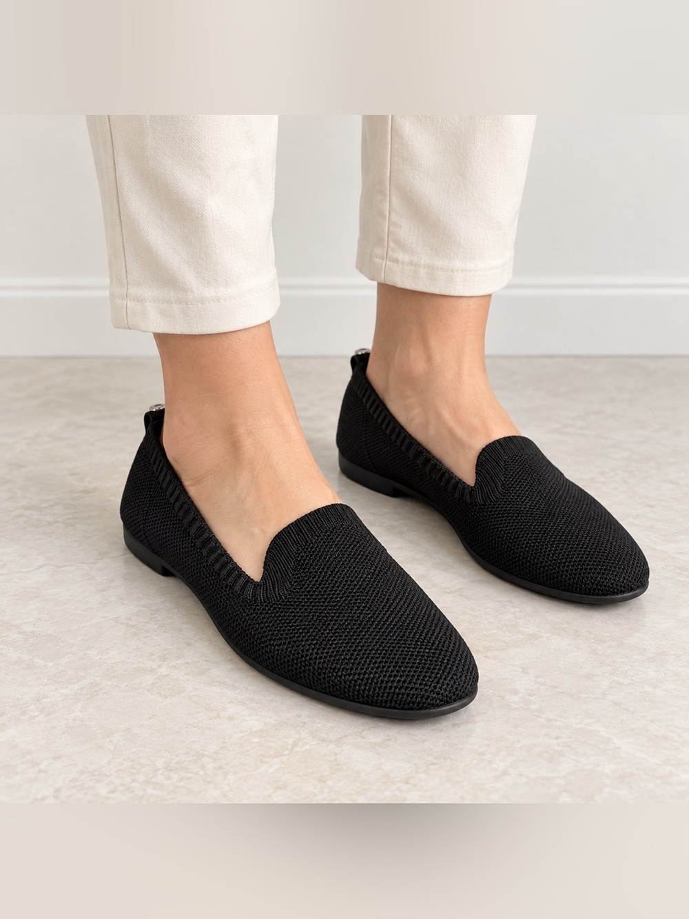 Danskin Dream Black Stretch Knit Slip-On Loafer Flats Women’s 6
